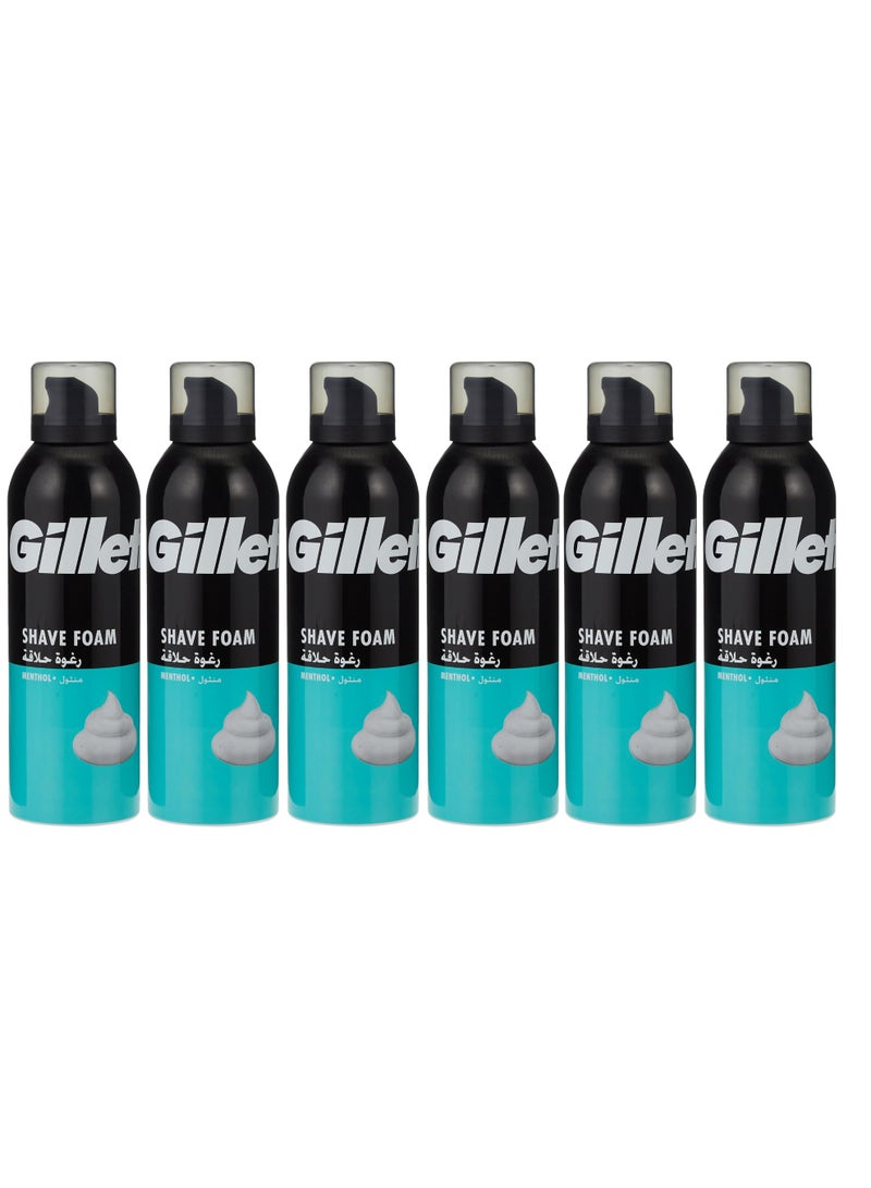 Gillette Menthol Shaving Foam 200ml (Pack of 6) - Image 1